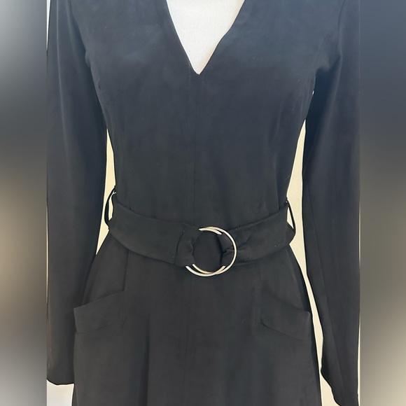 Zara Suede V Neck Dress w/ Belt - NWOT - Medium - Picture 4 of 5